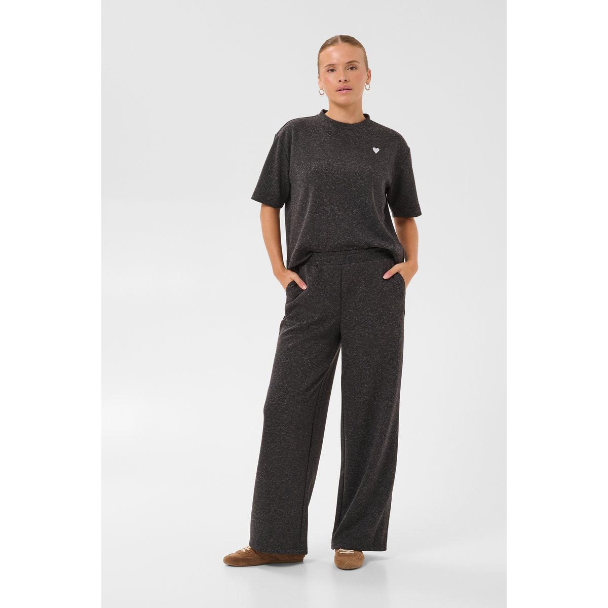 Pantalon casual gris dark grey melange, KAFFE
