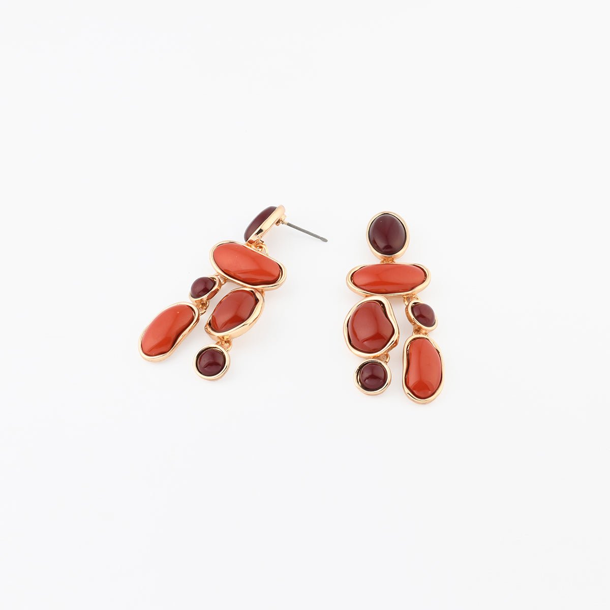 Boucles d'oreilles à cabochons bordeaux orange, BALABOOSTE