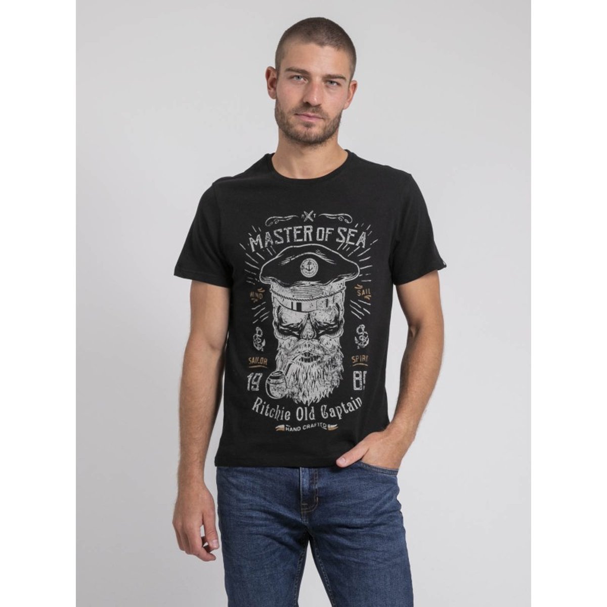 T-shirt Col Rond Pur Coton Jimoscar noir, RITCHIE