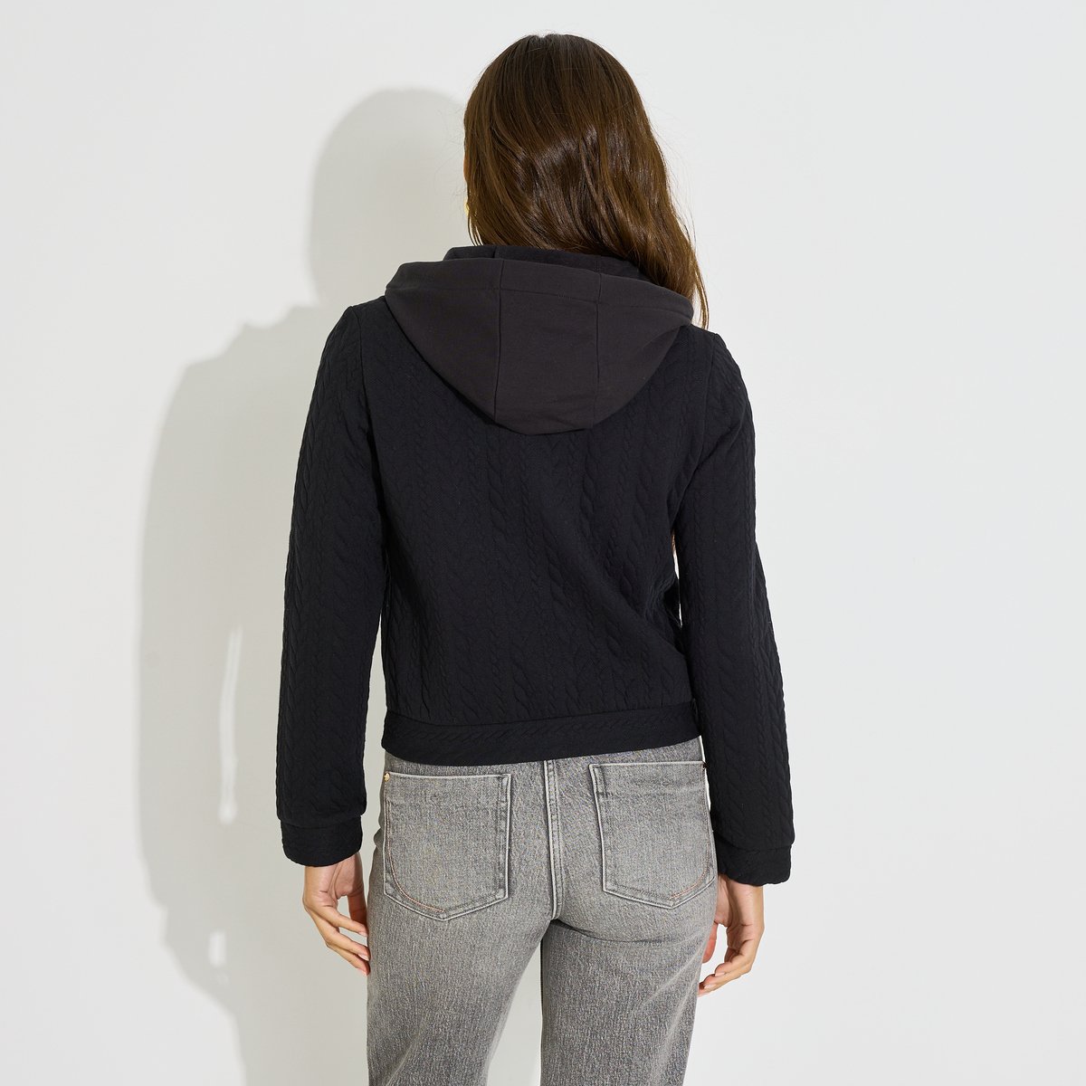 Veste zippée capuche amovible noir, GRAIN DE MALICE