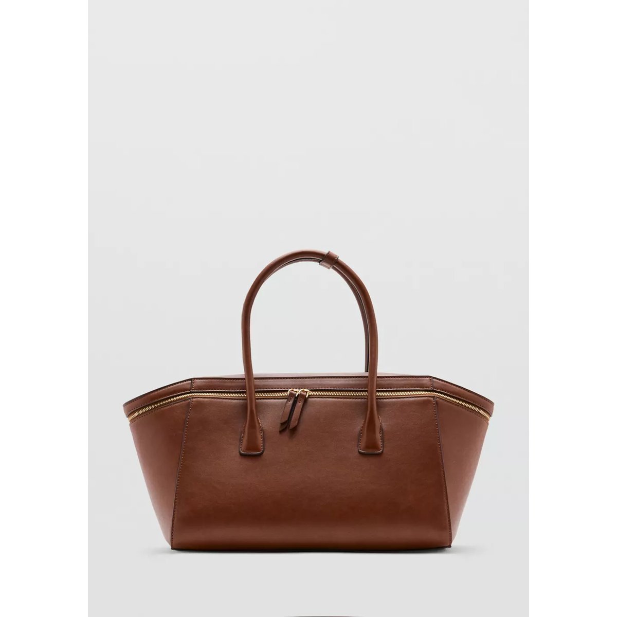 Sac bowling fermetures éclair marron moyen, MANGO
