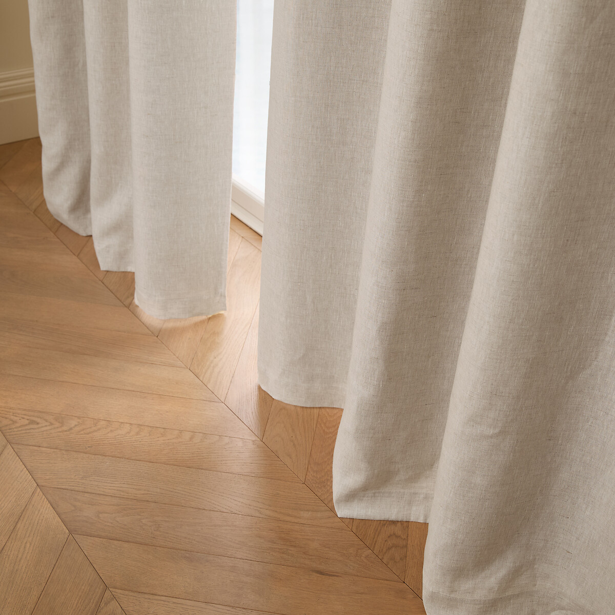 Rideau occultant, en lin lavé, finition ruflette, PRIVATE naturel, AM.PM