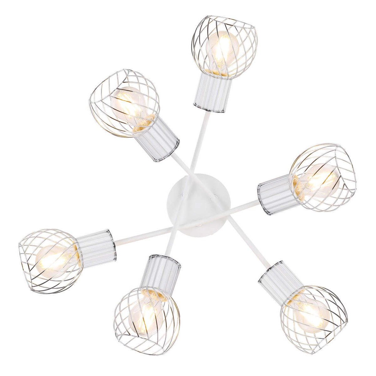 Plafonnier rond 6 lampes en métal design contemporain LUISE blanc, GLOBO LIGHTING