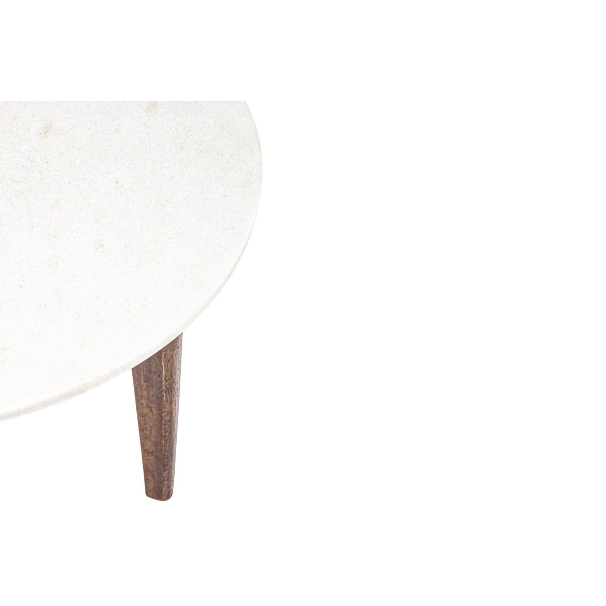 Table basse ovale vintage en manguier et marbre blanc L70 - BLANY blanc, HELLIN, DEPUIS 1862