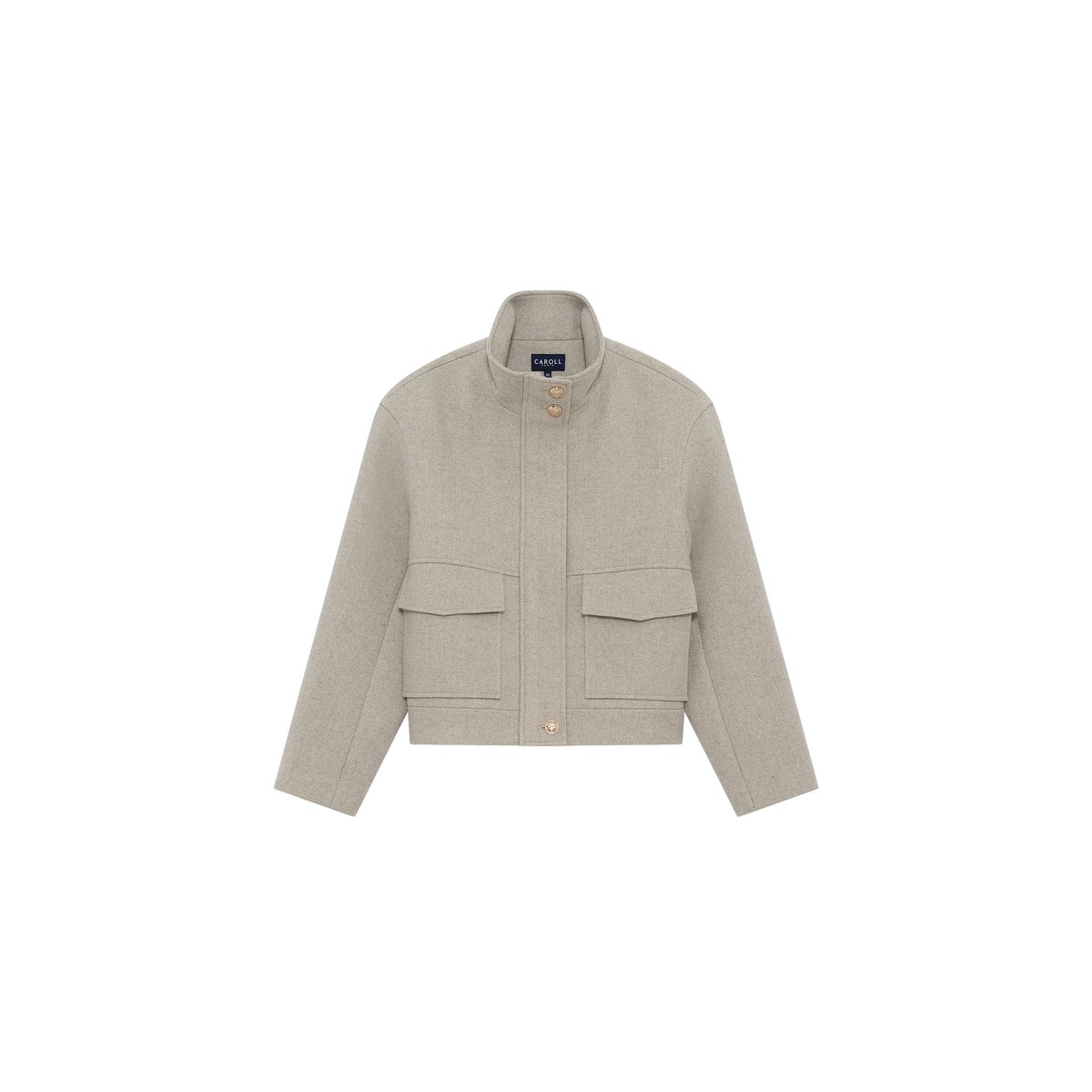 Manteau court droit col montant GMADDIE marron clair, CAROLL