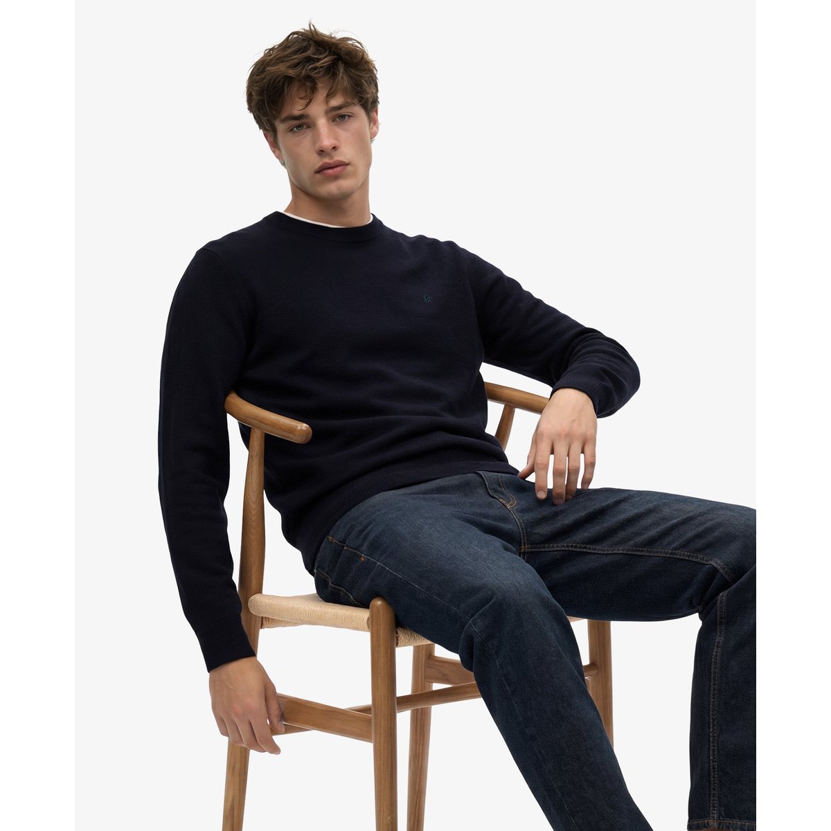Pull Essential Laine Coupe Ajustée bleu marine profond, SUPERDRY