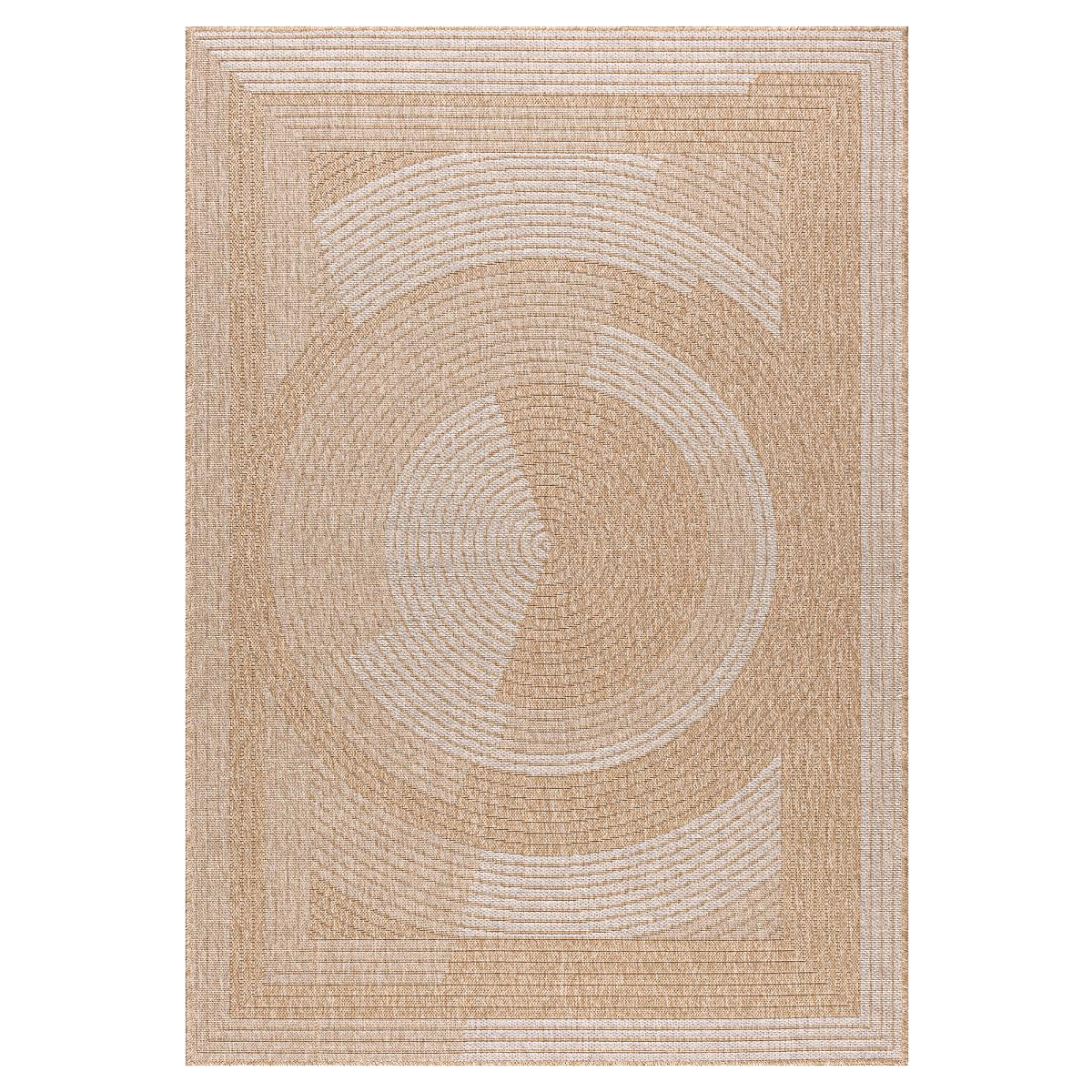 Tapis rond d'extérieur tissé kilim JUTE ART 7 beige, blanc, UN AMOUR DE TAPIS