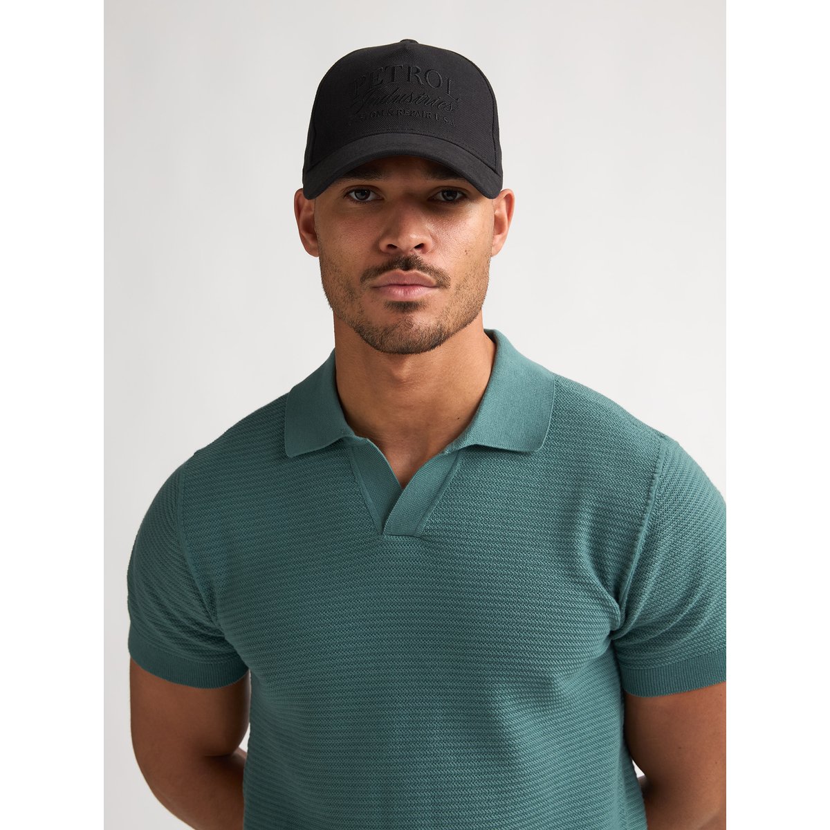 Pull Polo en maille delfín vert oil green, PETROL INDUSTRIES