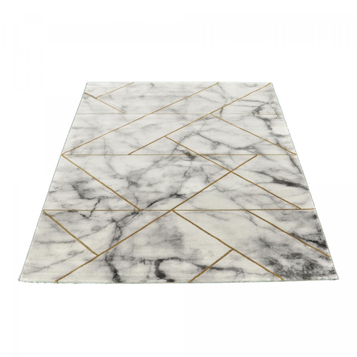 Tapis salon et chambre tissé motif abstrait MARBLI gris, or, UN AMOUR DE TAPIS