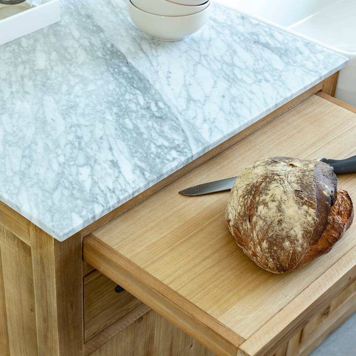Meuble bas de cuisine en bois recyclé EPURE bois clair, MADE IN MEUBLES 