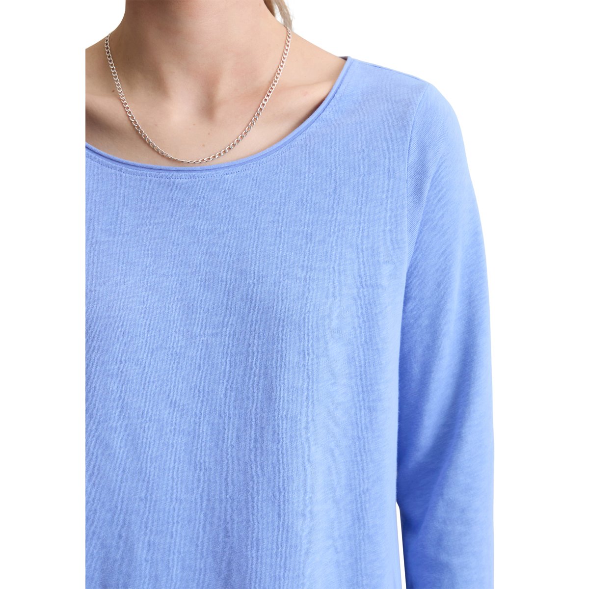 T-shirt long régulier en coton organique bleu moyen, MARC O’POLO DENIM