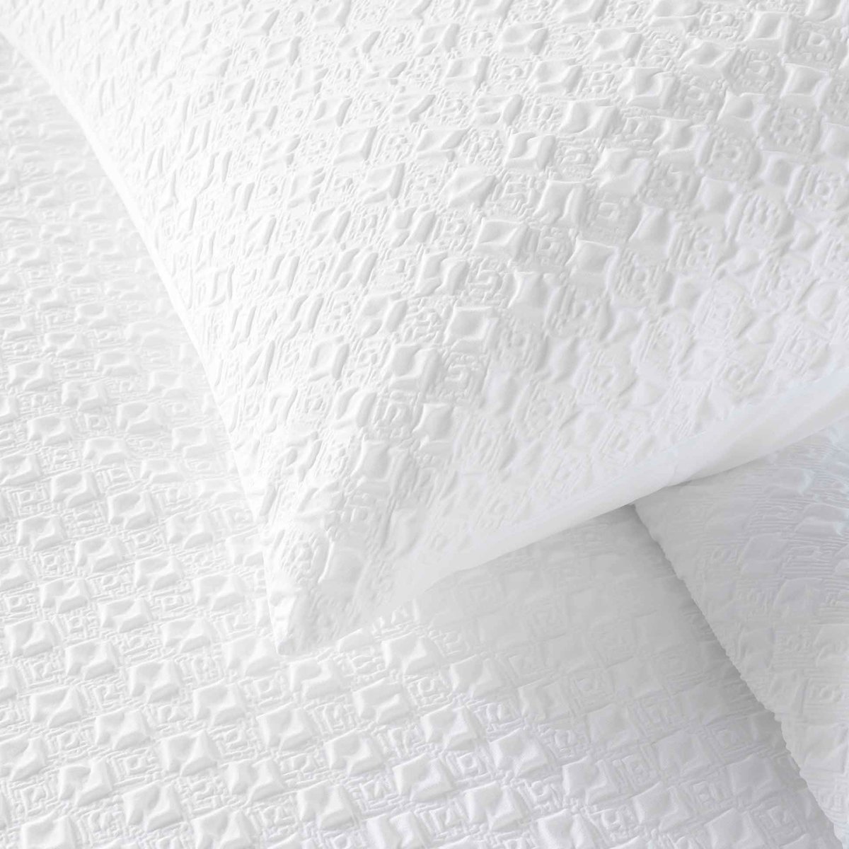 Parure de lit 2 pièces en coton réversible gaufré housse + taie blanc, DOUCEUR D'INTÉRIEUR