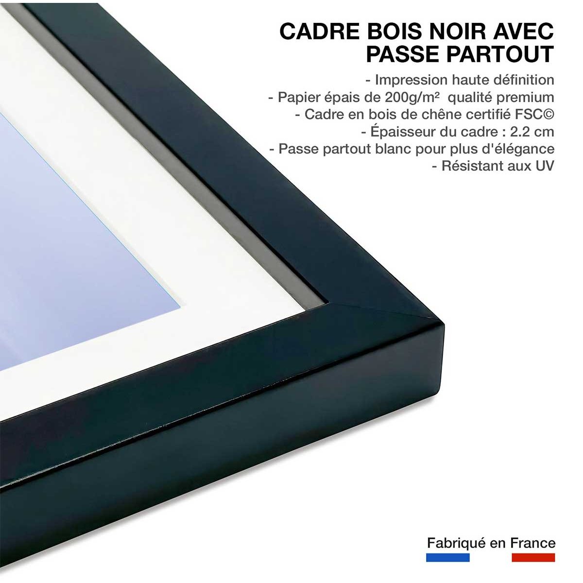 Affiche la marche de l'Ours affiche + cadre en bois - noir, HEXOA