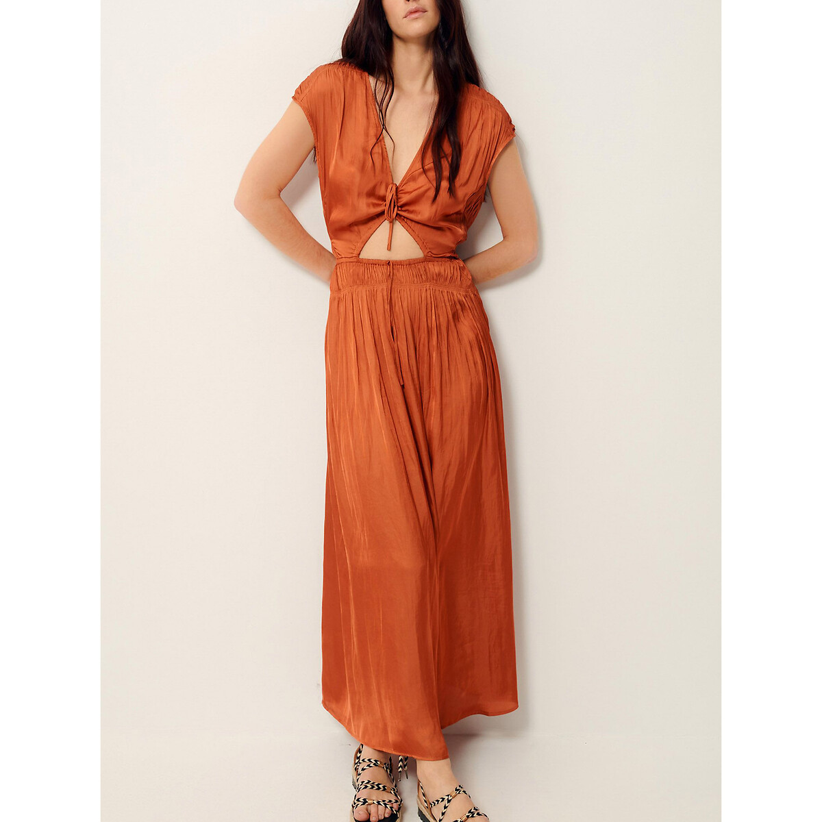 Robe longue en polyester VITTORIA rouille, SESSUN