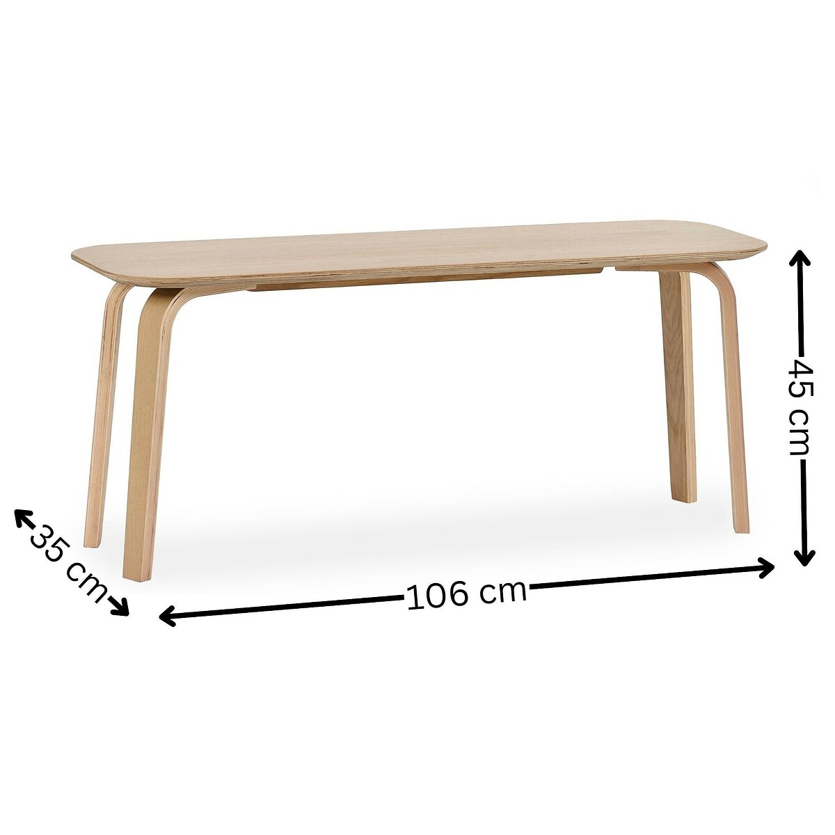 Kael Oak Curved Leg Bench light oak, SO'HOME