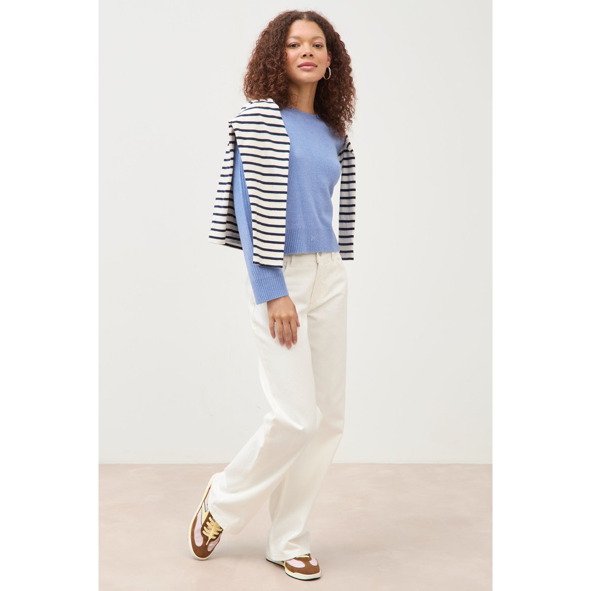 Pull col rond manches longues bleu clair, BONOBO