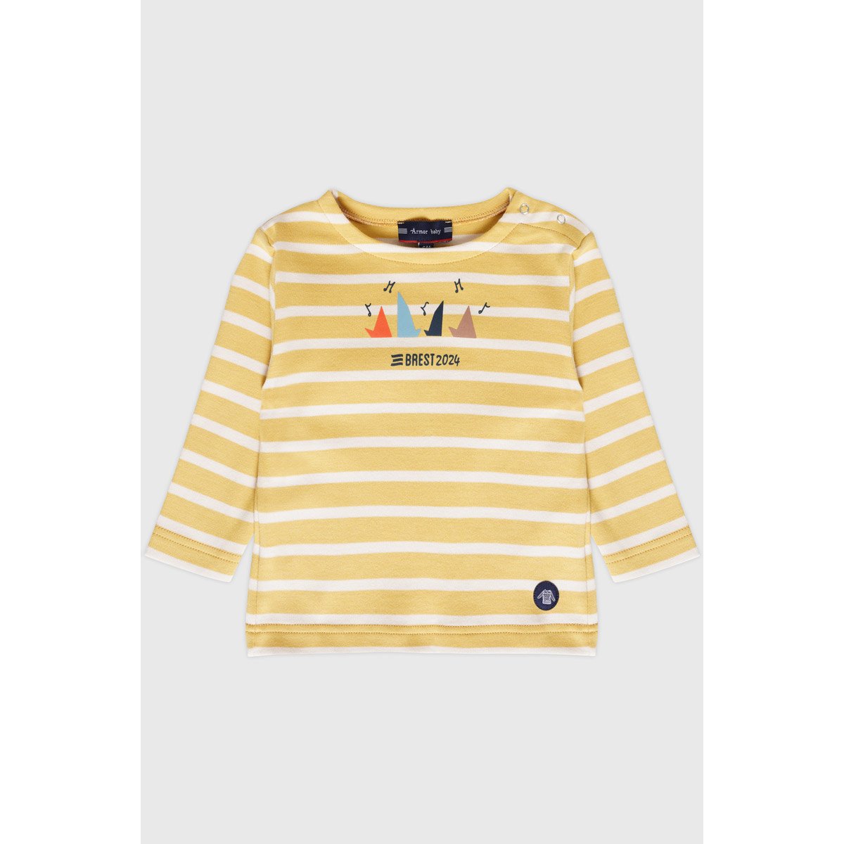 Marinière sérigraphié en coton épais BABY bourdon/marmo, ARMOR-LUX