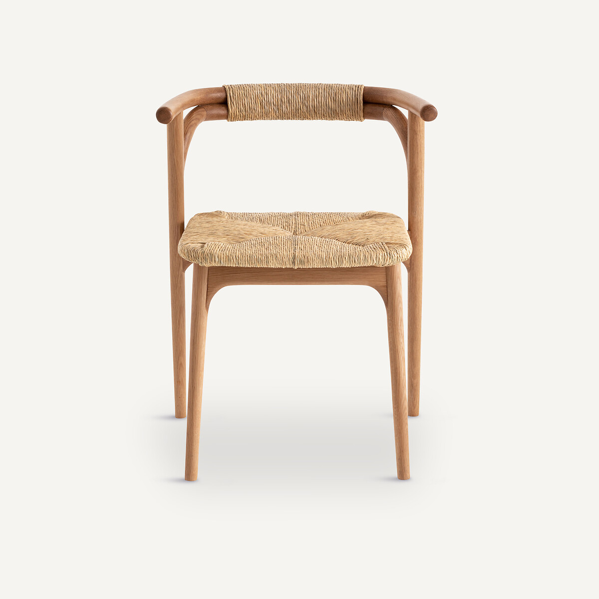 Fauteuil de table en chêne et paille, Fermyo chêne naturel, AM.PM