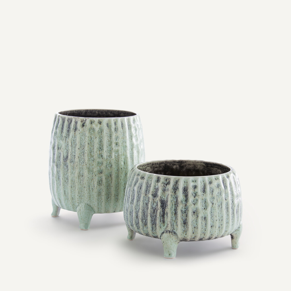 Cache-pot en céramique, H12,5 cm, Zira vert de gris, AM.PM