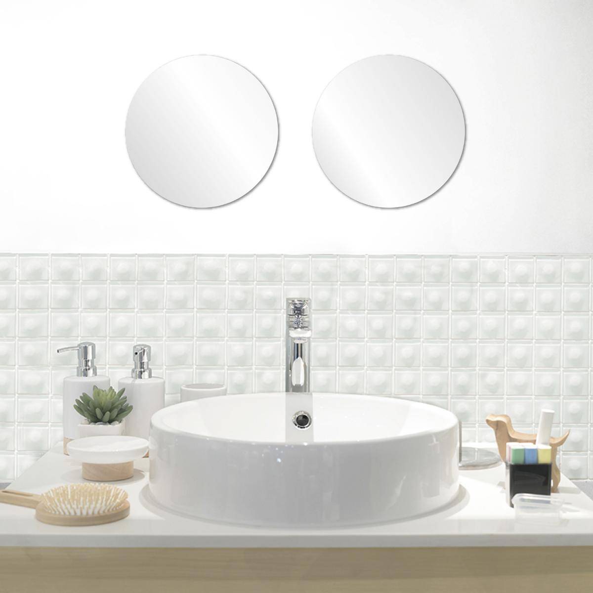 Lot de 2 miroirs adhésifs ronds argent, 5FIVE SIMPLY SMART