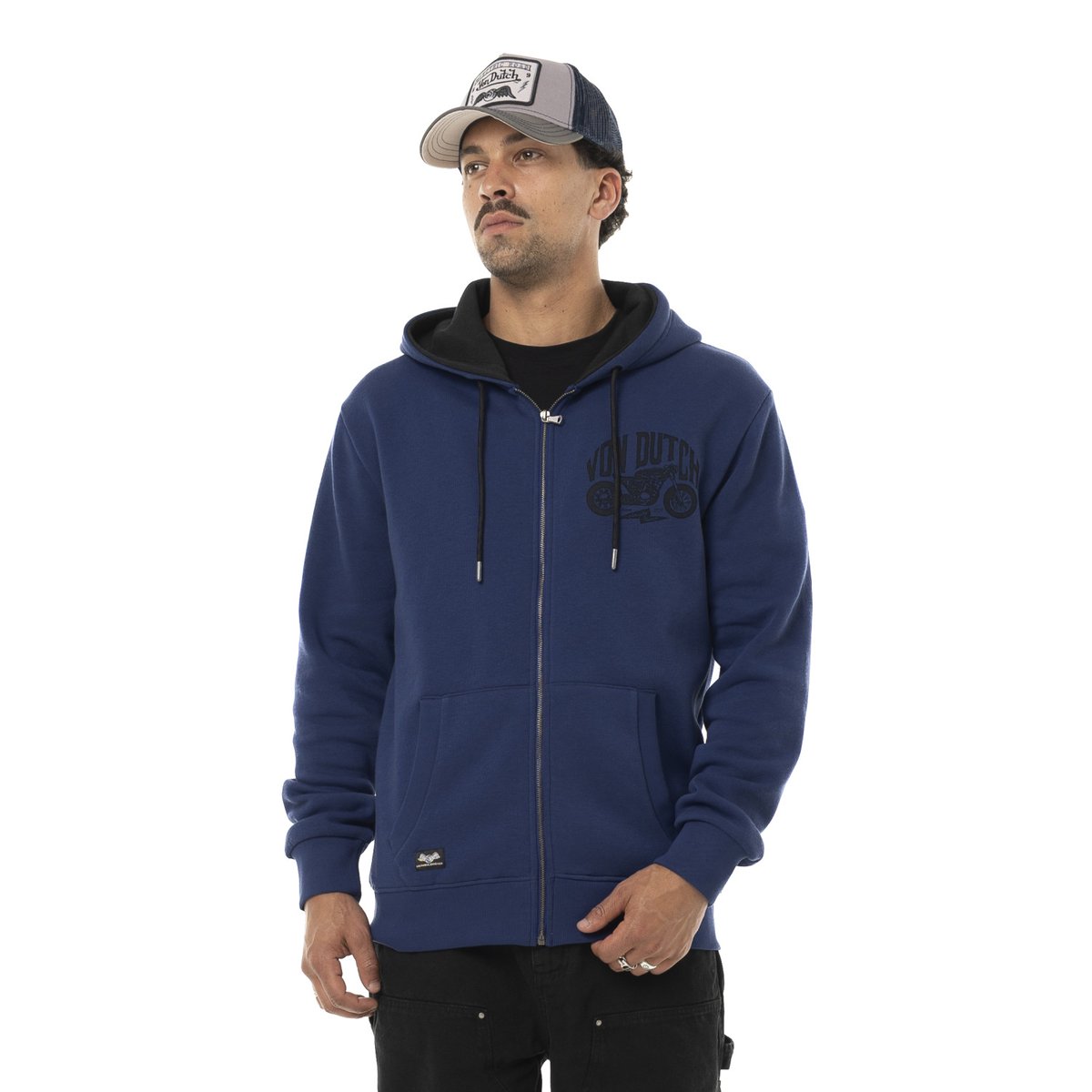 Sweat À capuche Zippé Free bleu roi/noir, VON DUTCH