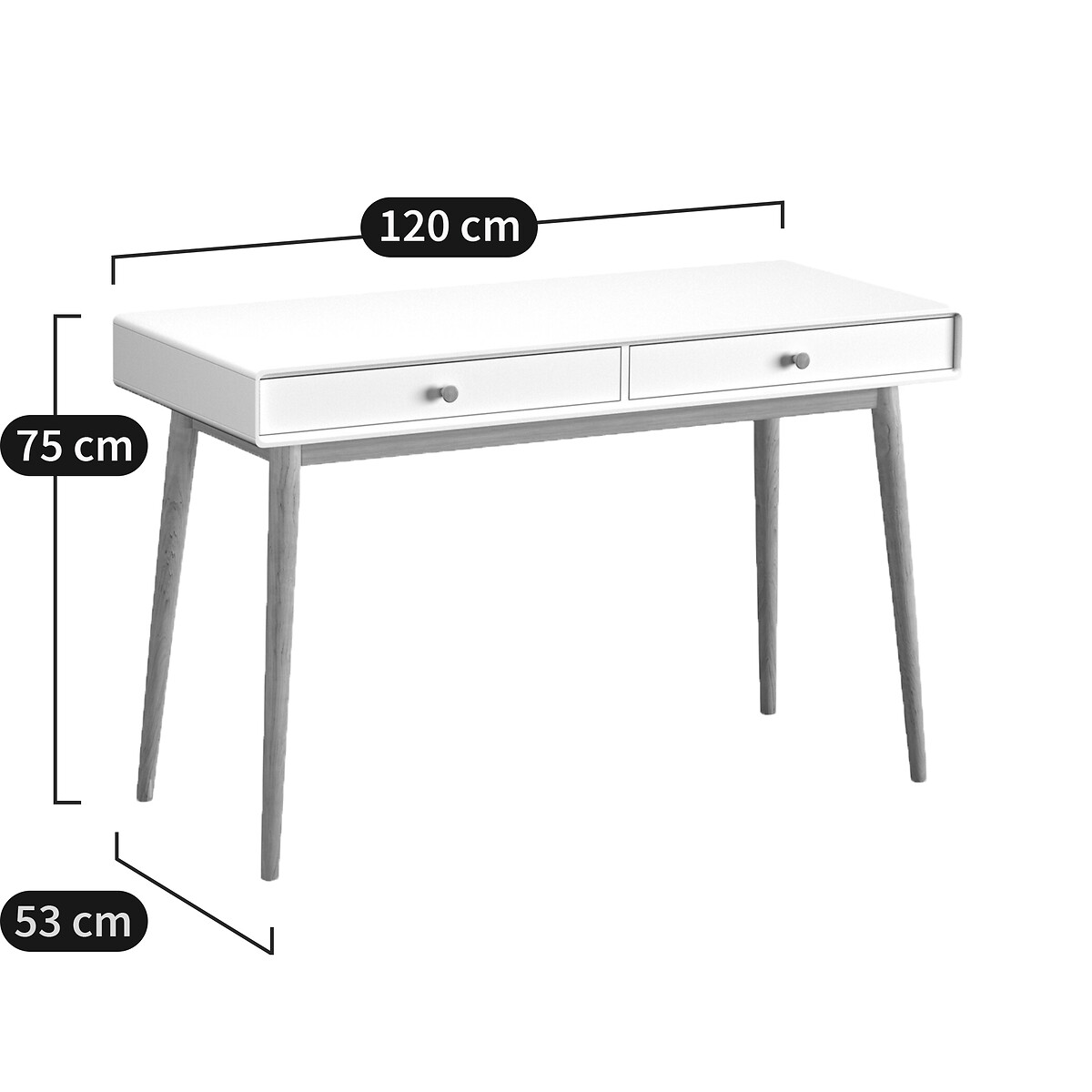 Bureau 2 tiroirs, JIMI vert de gris, LA REDOUTE INTERIEURS