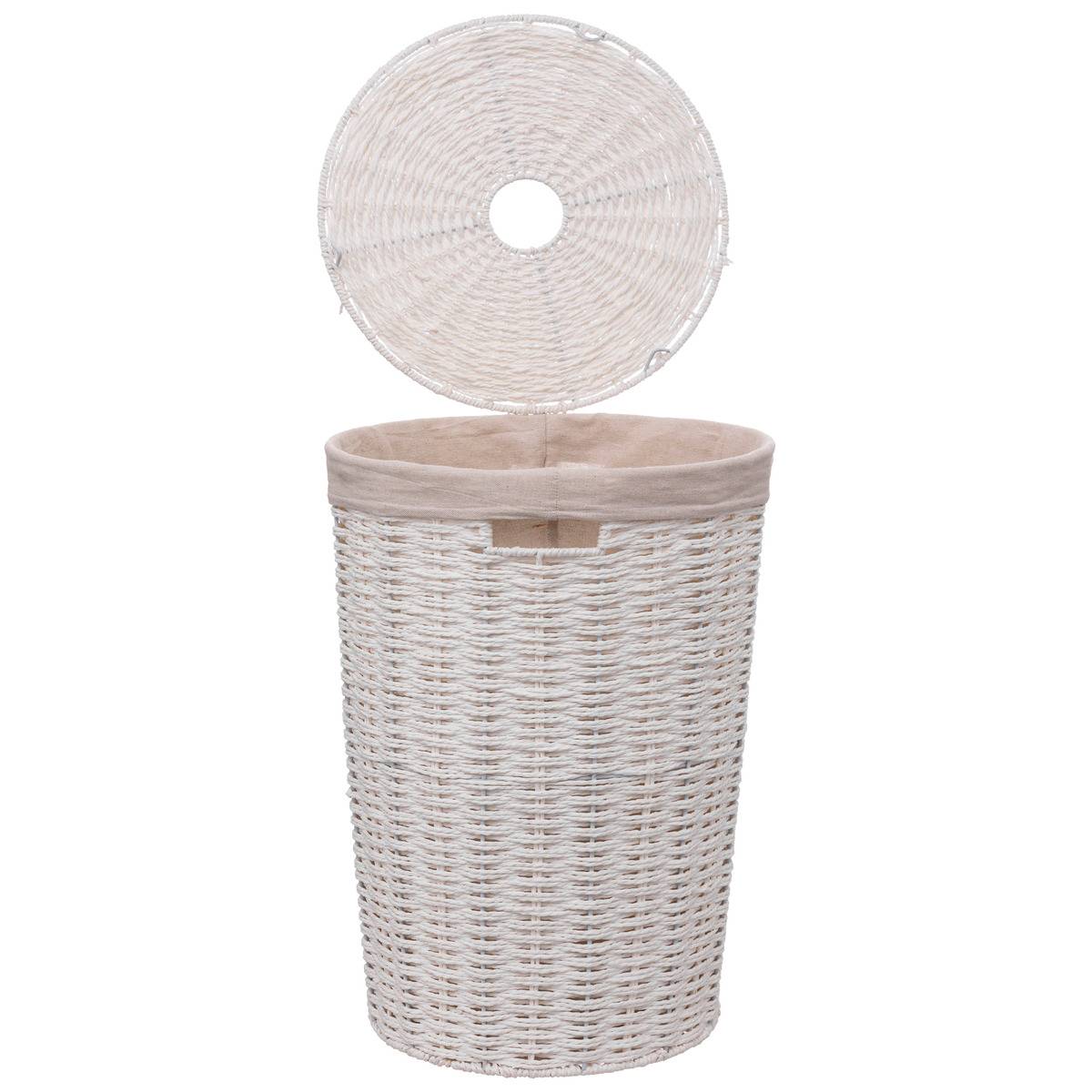 Panier à linge rond 40L VANNERIE blanc, 5FIVE SIMPLY SMART