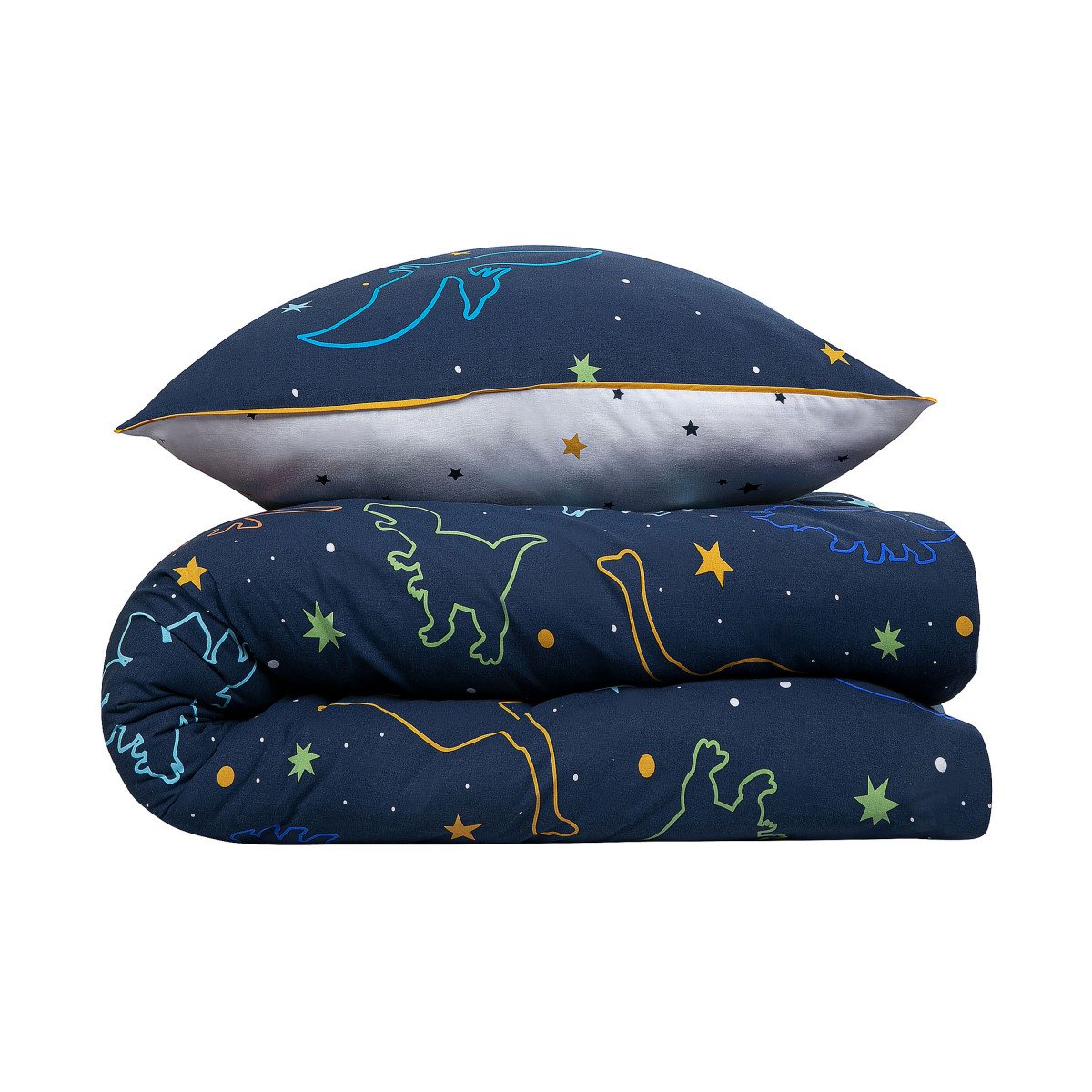 Parure de lit enfant dinosaure réversible DIPLO bleu, FUTURE HOME