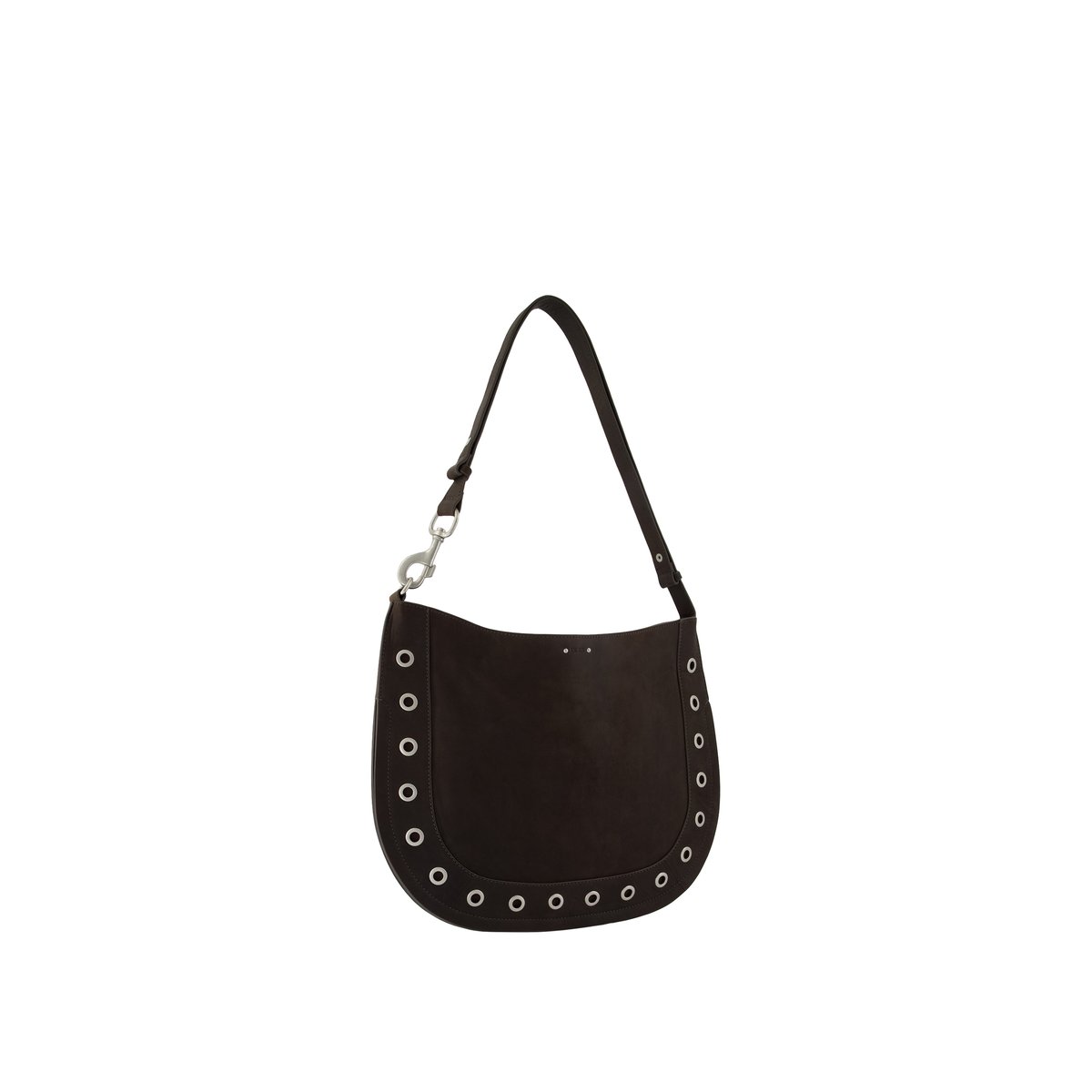 Sac à main besace cuir décor œillets marron fonce, IKKS