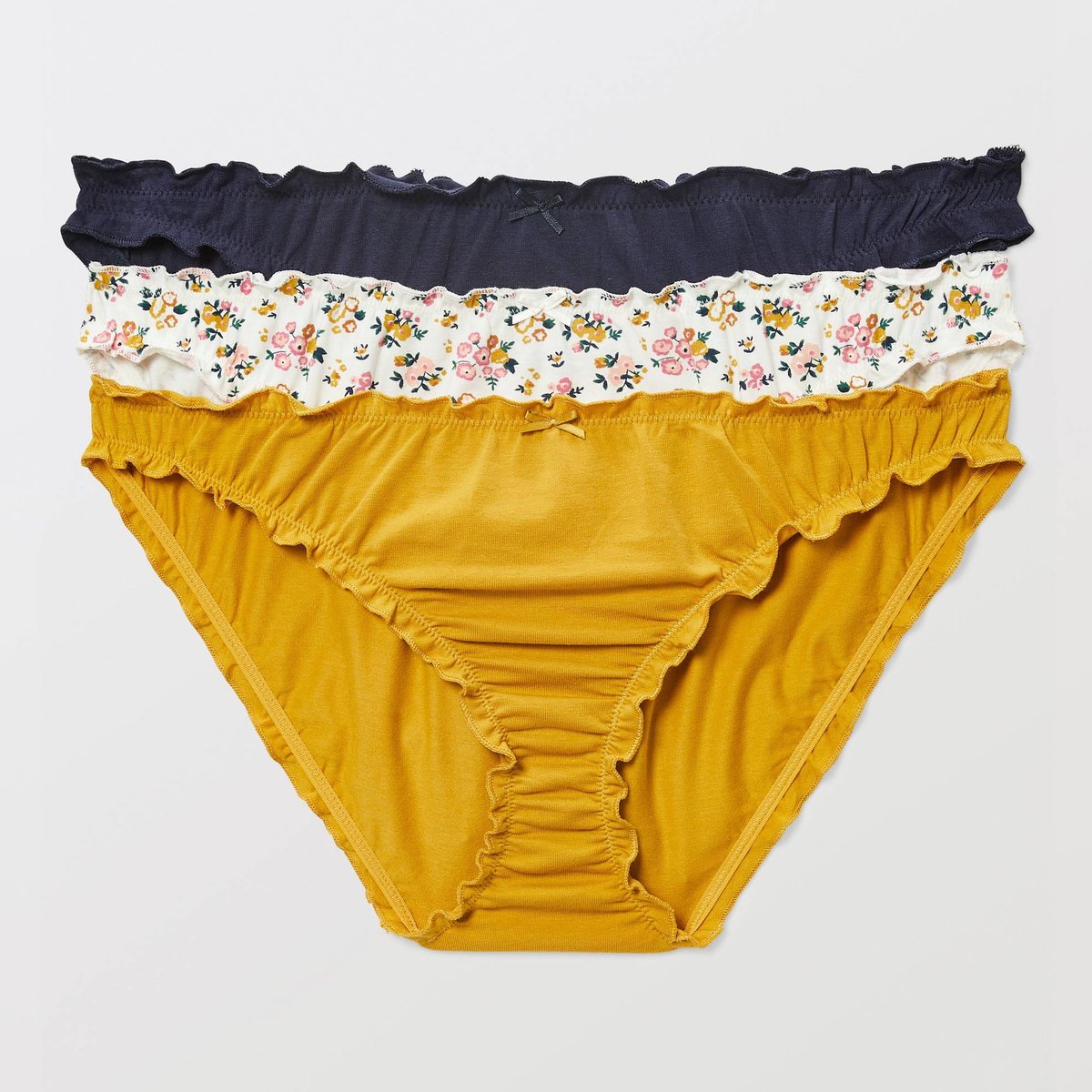 Lot de 3 culottes froufrou JULIE en coton BIO ecru, MONOPRIX