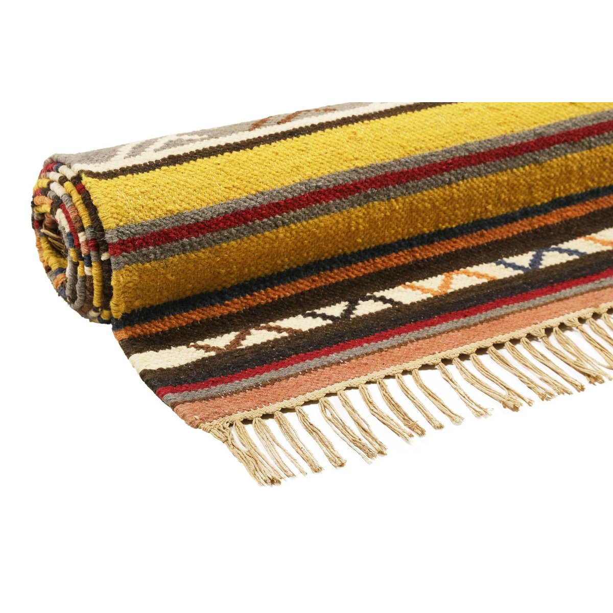 Tapis motif kilim ethnique à franges , MAHAL coloré, ESPRIT
