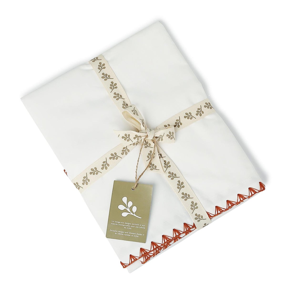 Taie d'oreiller (x2) percale de coton ZOÉ blanc / rouge, FEBRONIE