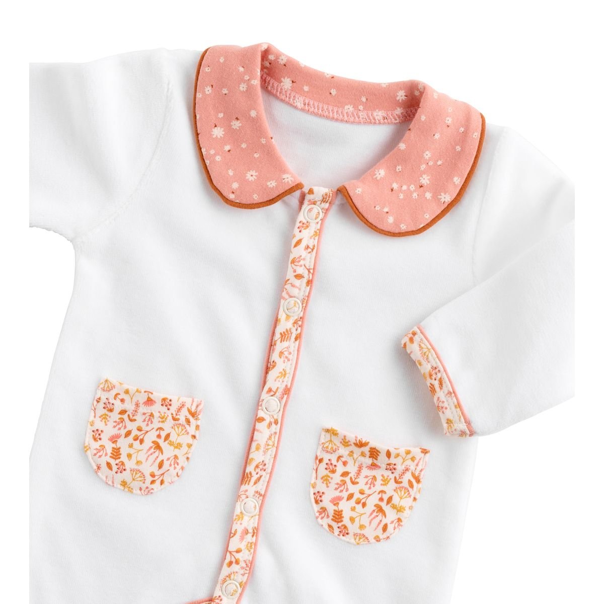 Pyjama bébé en coton blanc/rose, SAUTHON