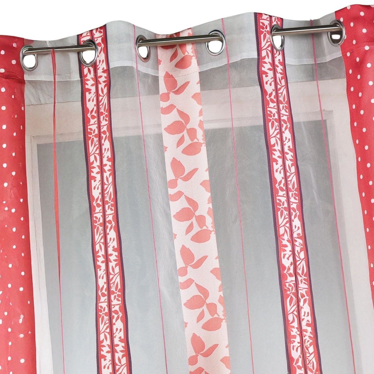 Voilage organza jacquard à rayures verticales à motifs rose blush, HOME MAISON
