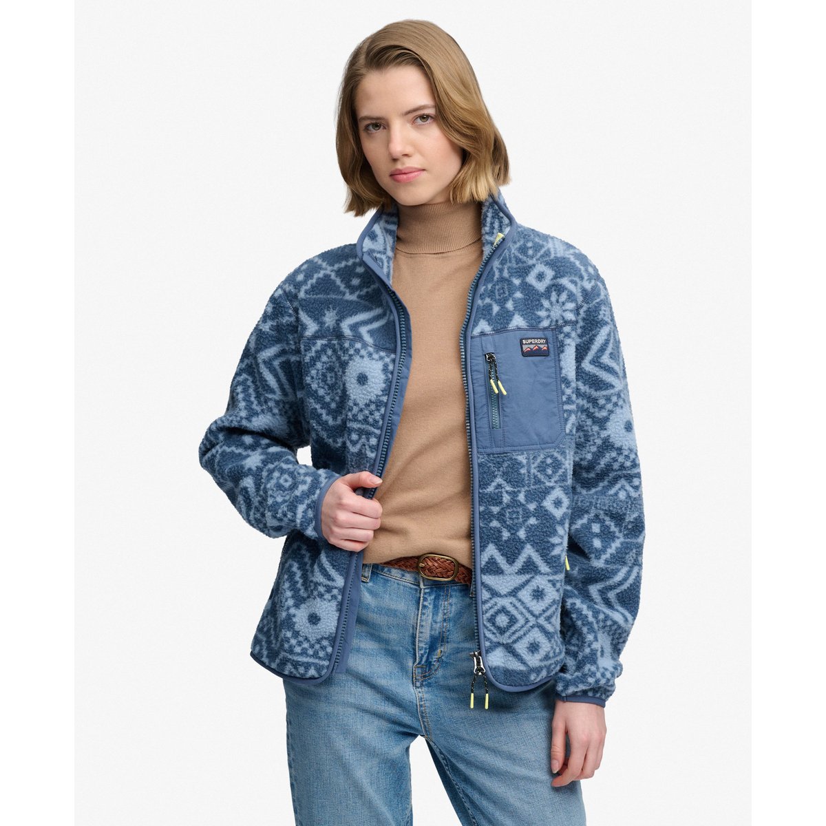 Polaire Outdoor Imprimée à Zip alisso aztec blue aop, SUPERDRY