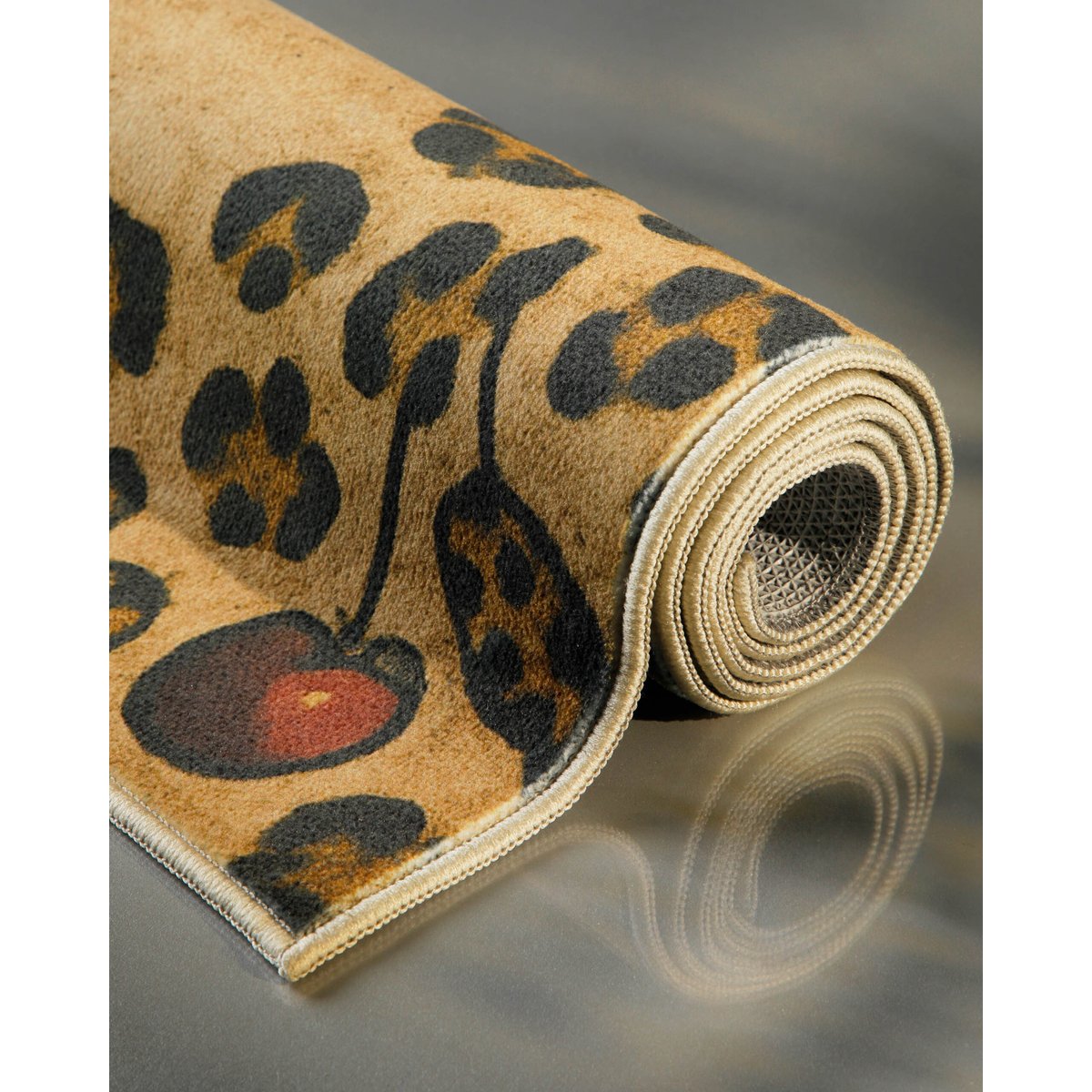 Tapis de bain WECONhome Catwalk, style vintage animal print, dos TPR antidérapant, lavable 30 °C, certifié OEKO-TEX® ,  Catwalk jaune sable, WECON HOME
