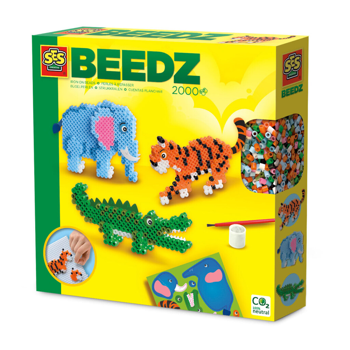 Brinquedo "Missangas 3D - animais selvagens", SES multicolor, SES