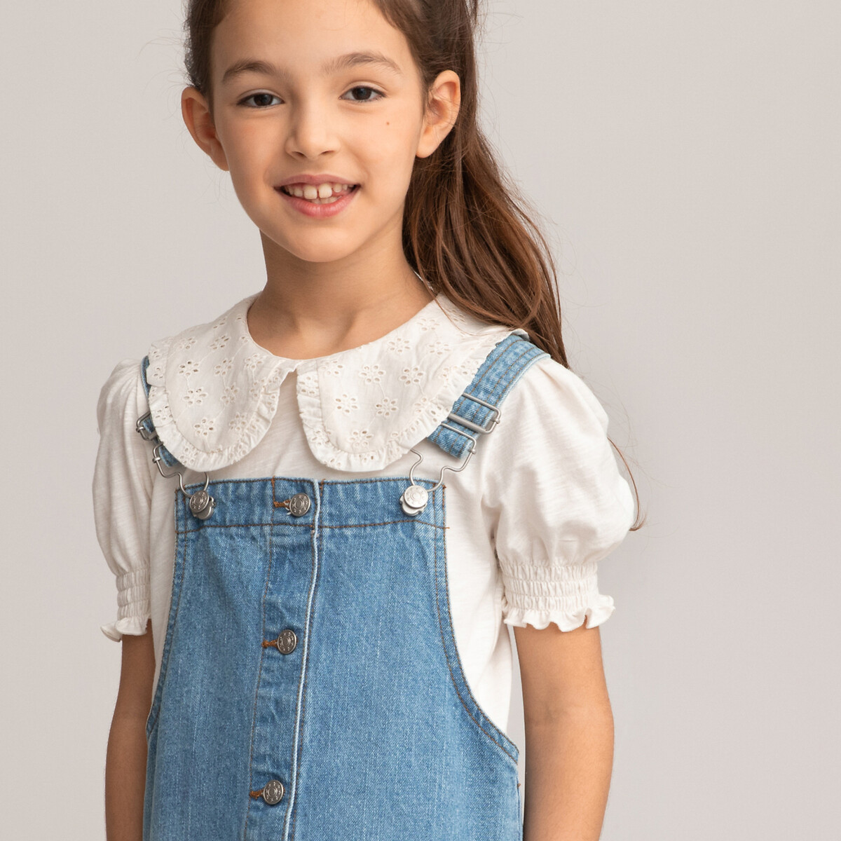 Vestido estilo peto de tela vaquera doble stone, LA REDOUTE COLLECTIONS