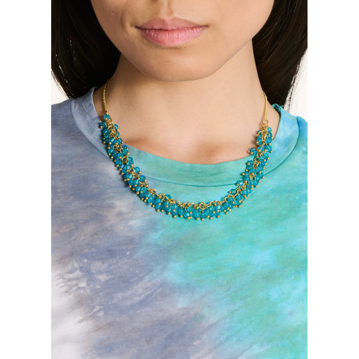 Collier ras de cou en perles de verre rain, LA FEE MARABOUTEE