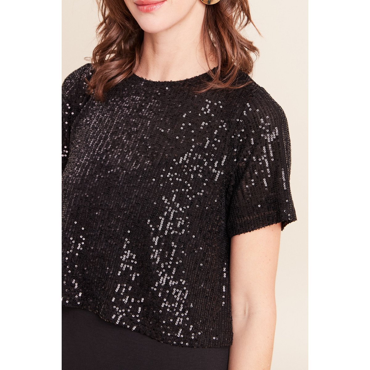 Robe courte évasée col rond 2 en 1 noir, BREAL
