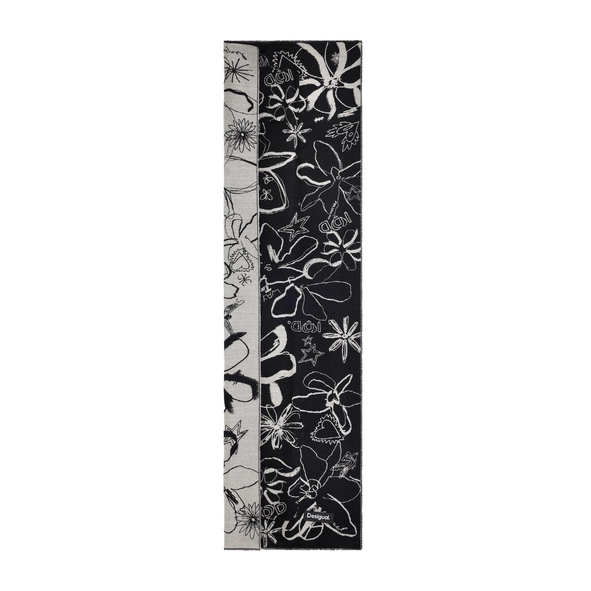 Longue écharpe imprimée gris, DESIGUAL