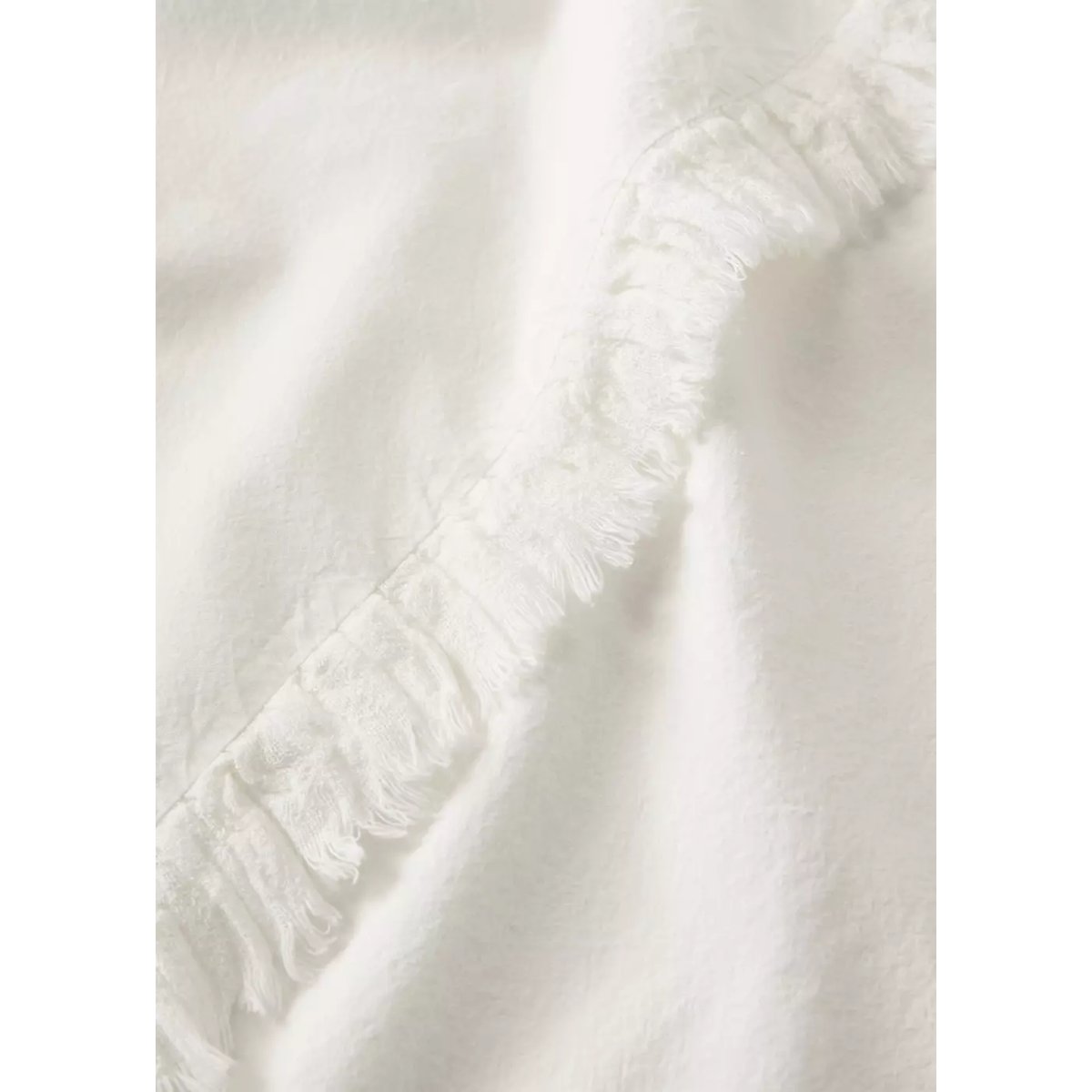 Housse de couette coton lavé volant en gaze effiloché lit 150/160 cm écru, MANGO HOME