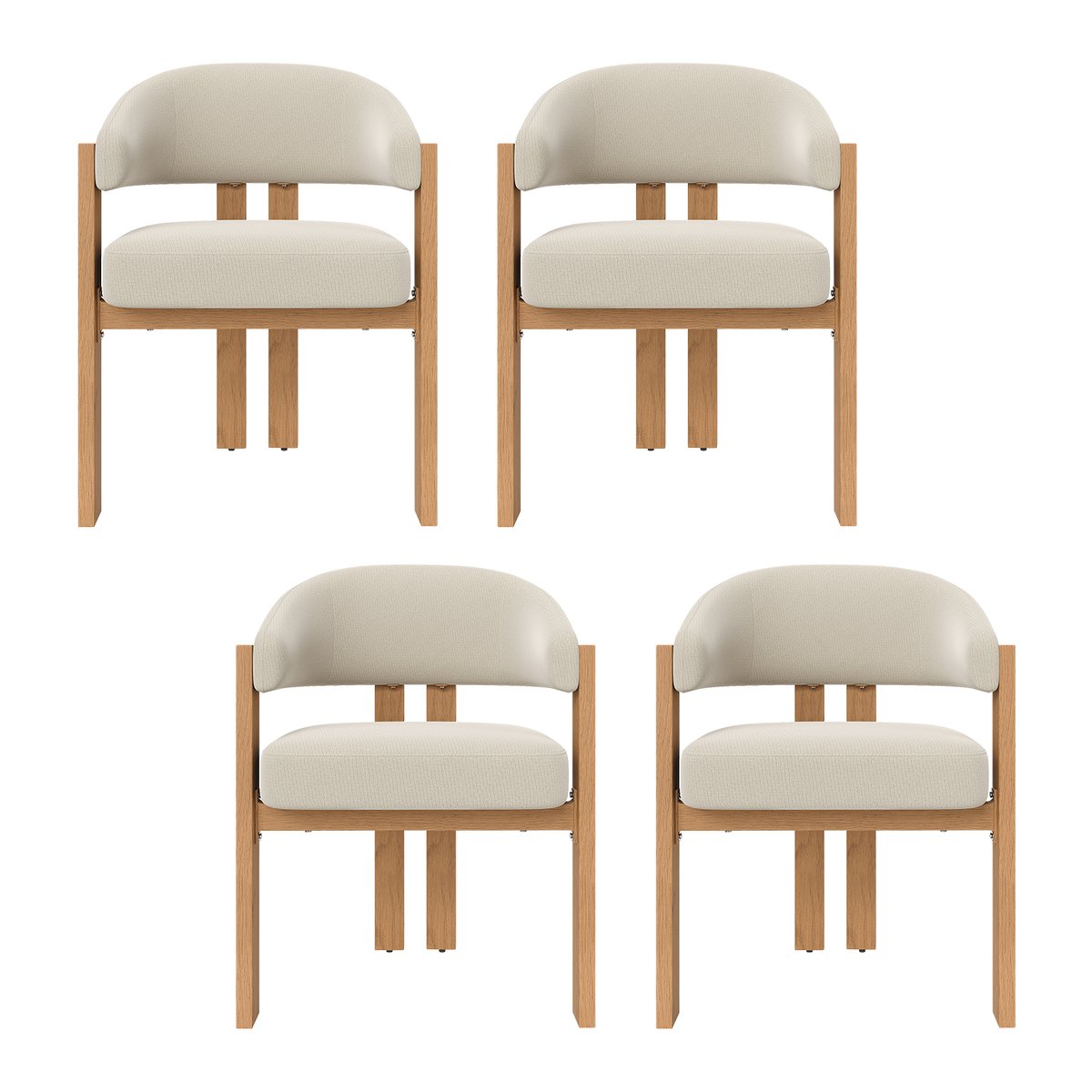 Lot de 4 chaises de salle à manger modernes en tissu flanelle, ONDINEB beige, MEUBLES COSY