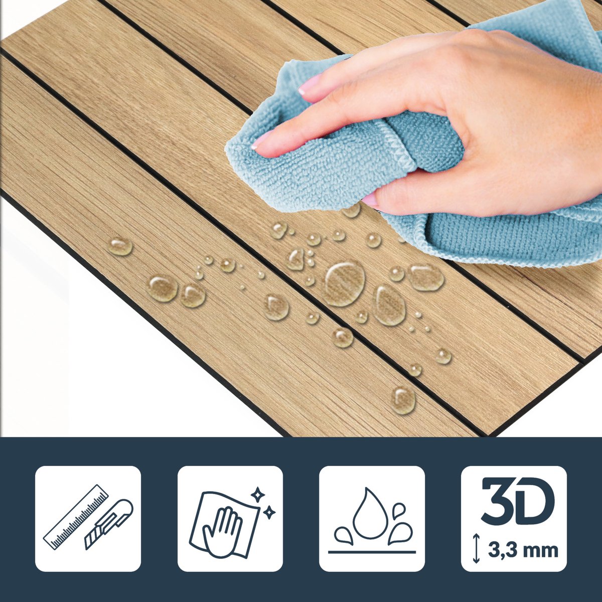 Crédence adhésive murale 3D - Effet bois 4 pièces couleur unique, DOUCEUR D'INTÉRIEUR