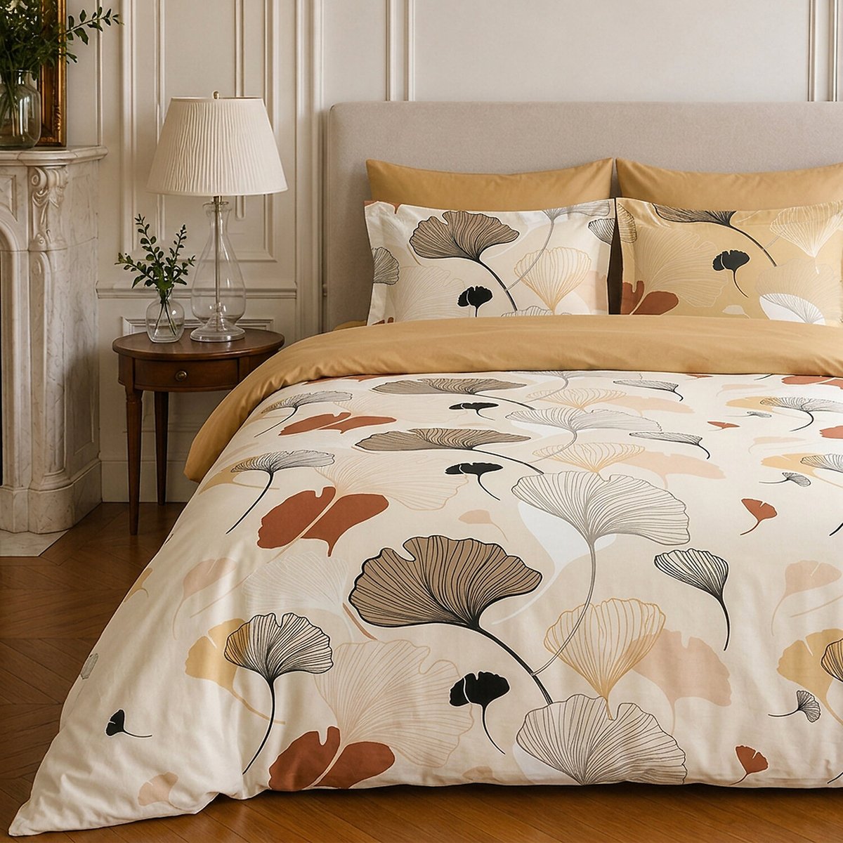 Parure de lit en coton motif floral, MINKLY beige, C DESIGN HOME TEXTILE