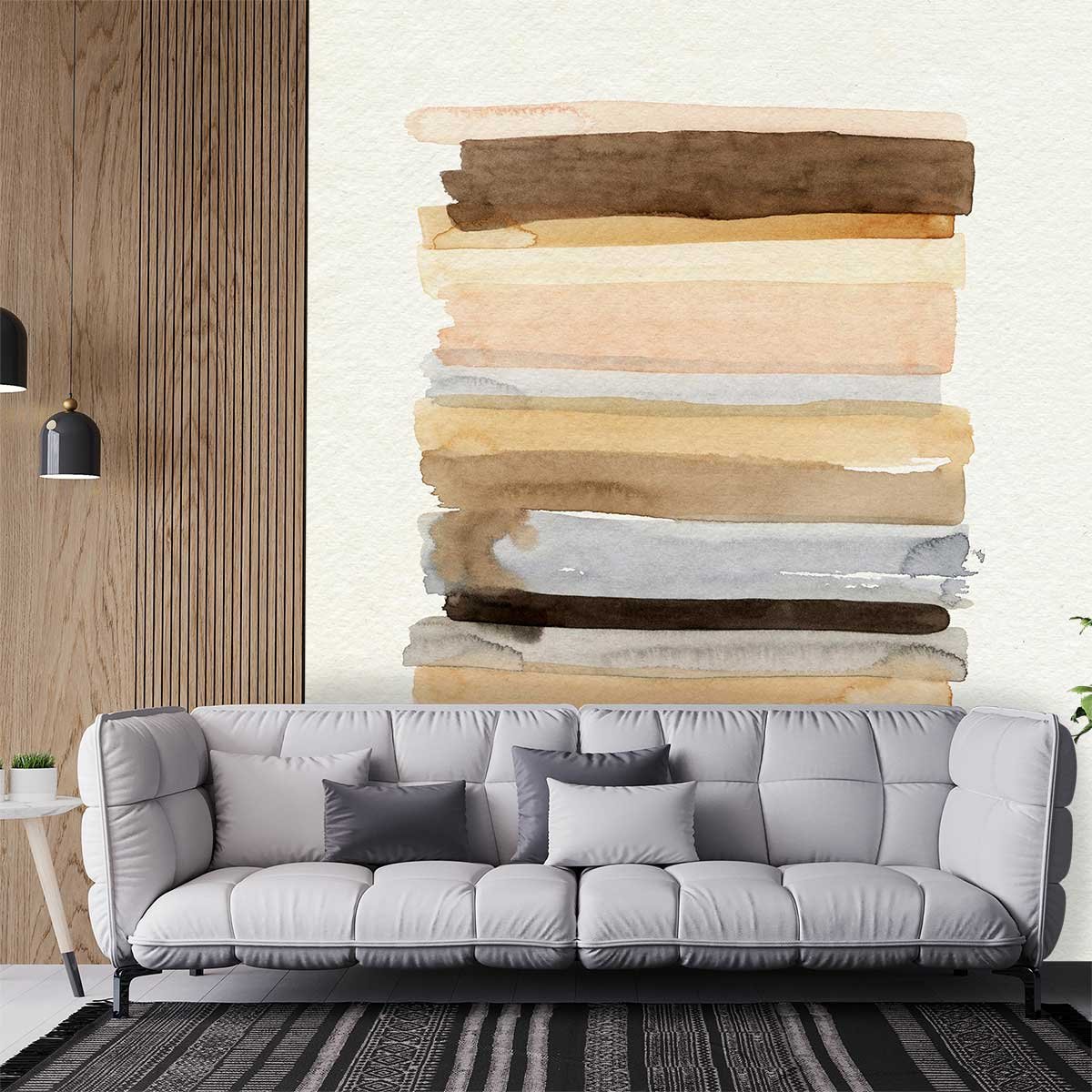 Papier peint graphique aquarelle terracotta intissé, HEXOA