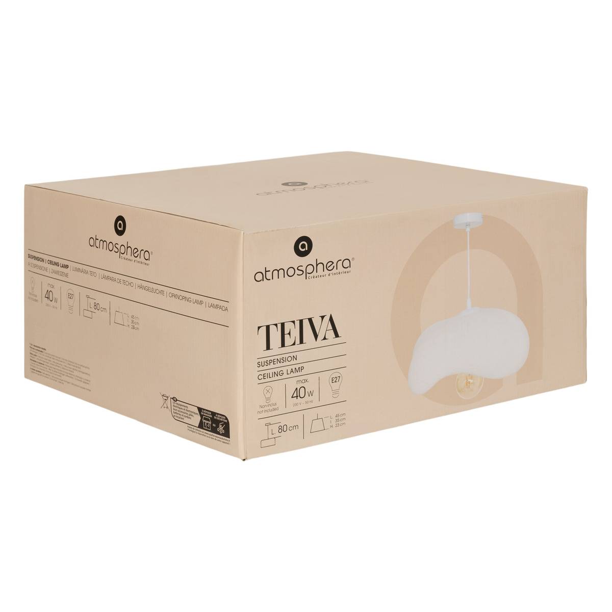 Suspension abat-jour organique TEIVA blanc, ATMOSPHERA