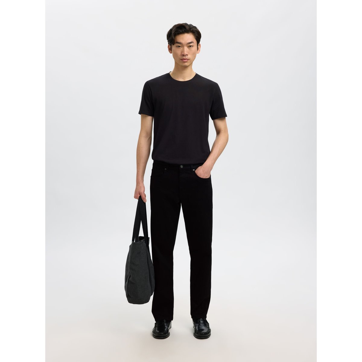 Jean Droit black denim, SELECTED