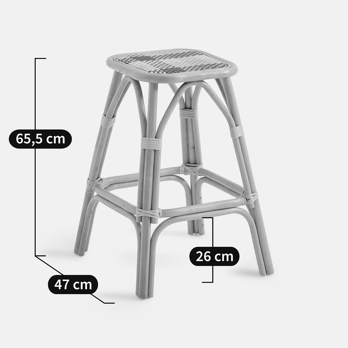 Tabouret de bar, en tressage et rotin, hauteur 65,5 cm, MUSETTE multicolore rose, LA REDOUTE INTERIEURS