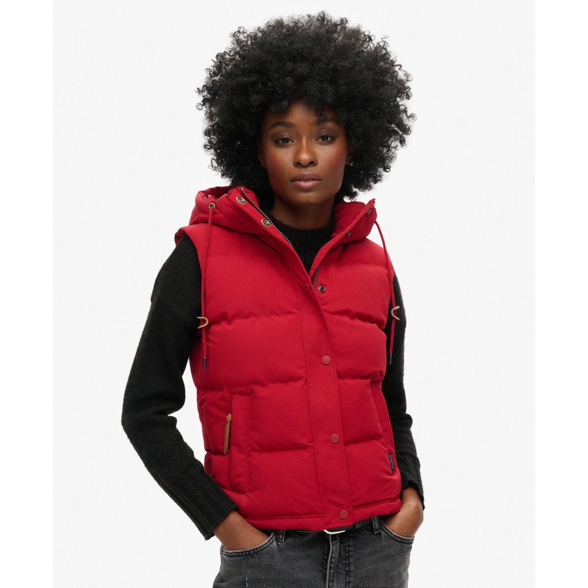Doudoune Sans Manches À Capuche rouge, SUPERDRY